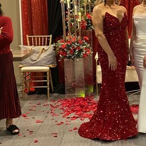 Elegant Red and White Evening Gowns